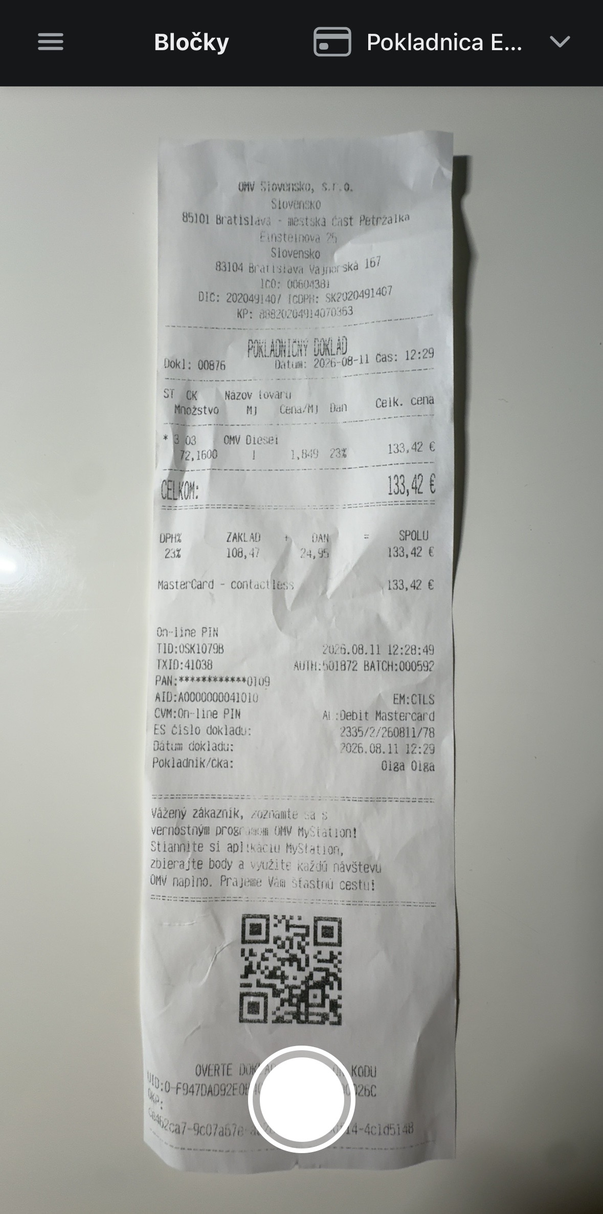 Menu aplikácie AVATO Mobile pre firmu FIRMA s.r.o. s modulmi Bločky a Majetok